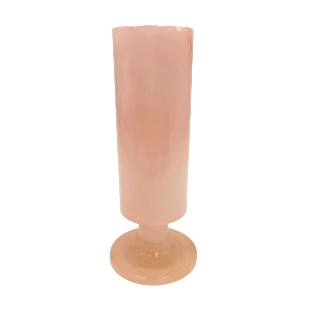 Vintage Alabaster Stone Bud Vase 8.5 Inch Pink Mid Century Modern Decor